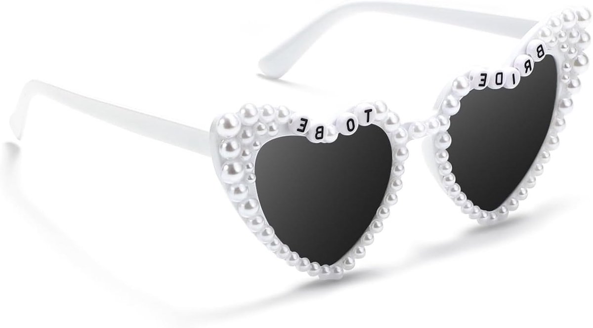 Bruiloftsbril met hart, retro damesbril, met parels, White Love Heart, zonnebril, bruiloftsdecoratie, voor bruiloft, vrijgezellenfeest, carnaval, enz