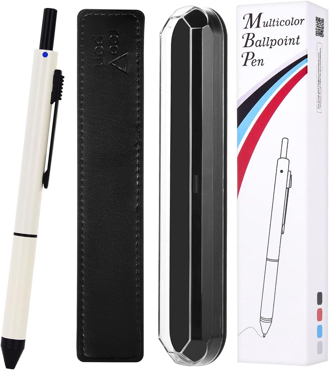 4 in 1 Multicolor pen, draagbare metalen behuizing multifunctionele navulbare en intrekbare balpen met geschenkdoos, mechanische potlood, zwart rood blauw metalen pen Thanksgiving dag geschenken