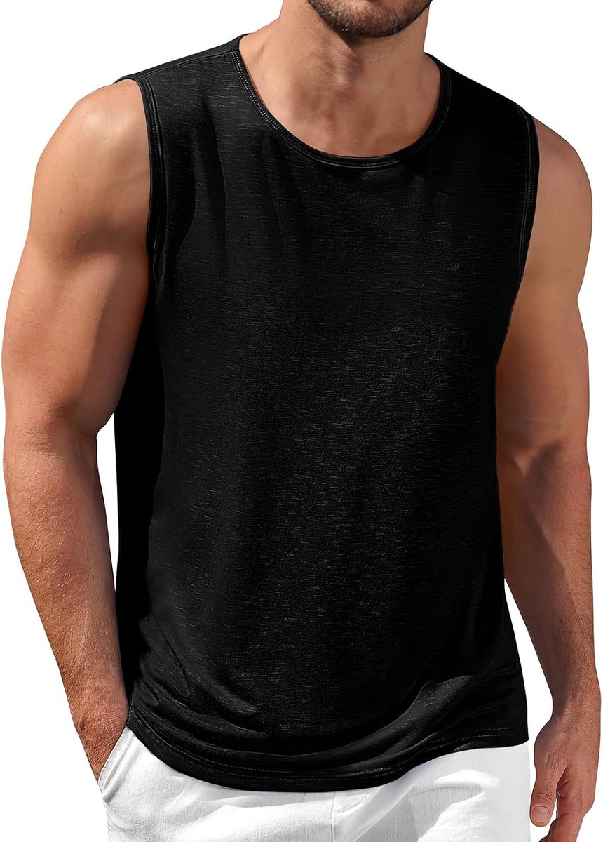 Heekpek Tanktop voor heren, set van 2, sporttanktop, fitnessshirt, casual spiershirts, mouwloos T-shirt voor heren, crop top