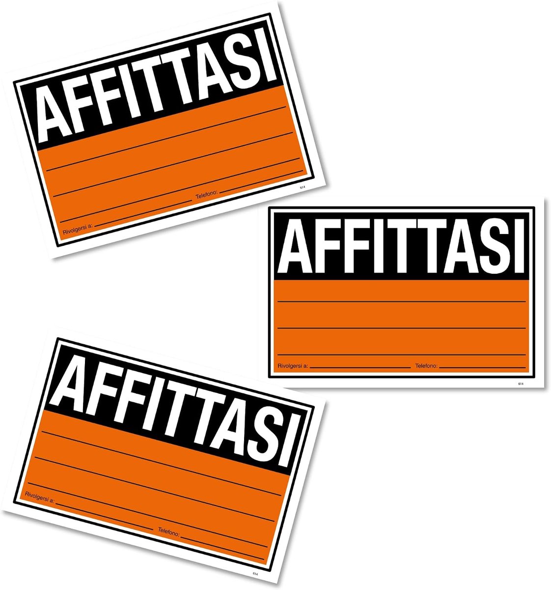 Set van 3 huurborden van pvc, hoge zichtbaarheid voor huurobjecten, waterdicht, verblindingsvrij, duurzaam voor binnen en buiten, ruimte voor contacten, lange levensduur