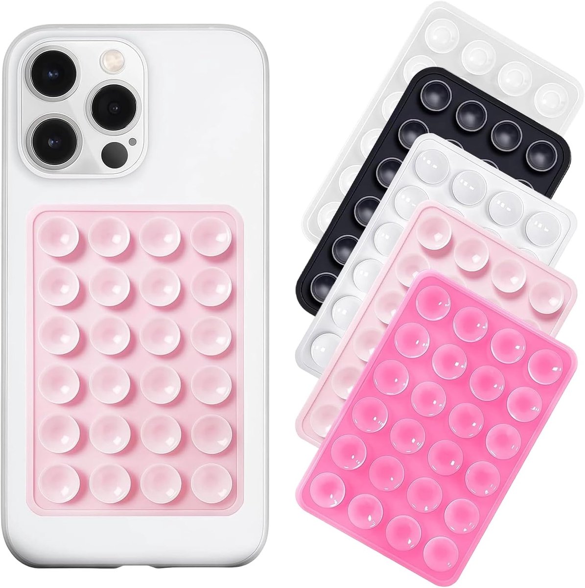 5-delige siliconen zuignap-telefoonhouder, handsfree speelbare spiegel-douche mobiele telefoonhouder speelgoed, -video's en selfies (5 kleuren)
