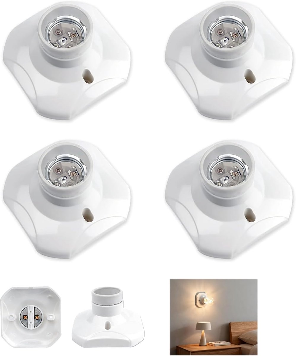 Lampfitting E27 Funmo 4 stuks E27 plafondfitting, wandfitting wit