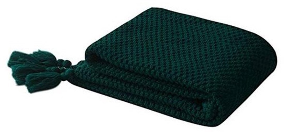 Deken van Gebreid Plaid - Warm en Zacht met Franjes - Handgemaakt voor Strand en Picknick
