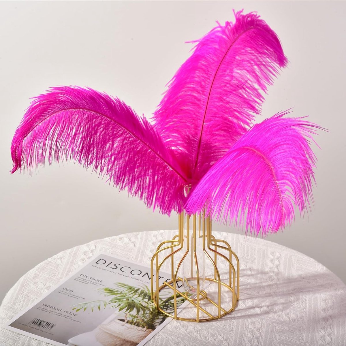 Veren, 35-40 cm, grote veren voor bruiloftsdecoratie, knutselen, struisvogelveren, fuchsia