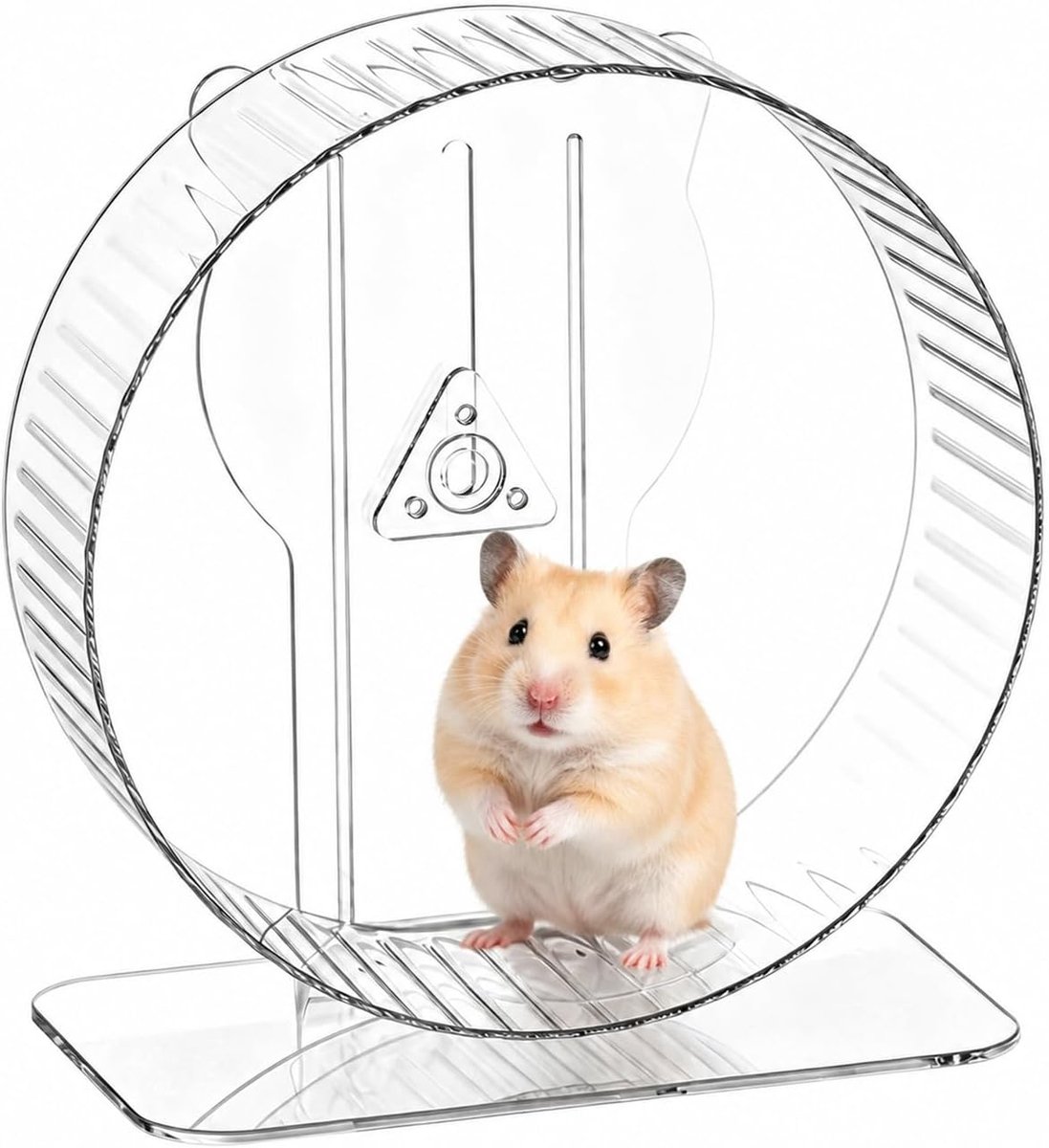Hamsterwiel Ø 23,5 cm, loopwiel hamster, transparant acryl loopwiel met 8 cm loopvlak & in hoogte verstelbare standaard, antislip loopschijf voor dwerghamsters, gerbbels en muizen