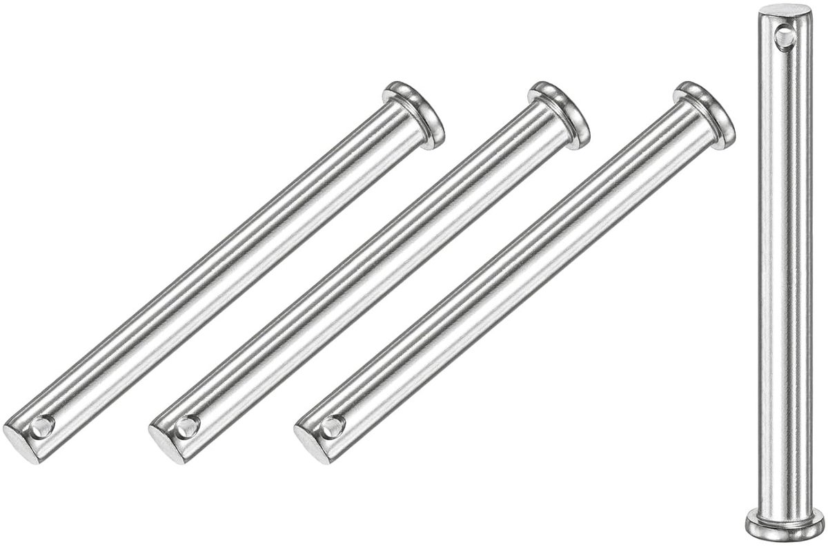 4 stuks pennen met één gat, M10 x 120 mm, platte koppen van roestvrij staal 304, voor mechanische verbindingen/vaste onderdelen/bootbewerking