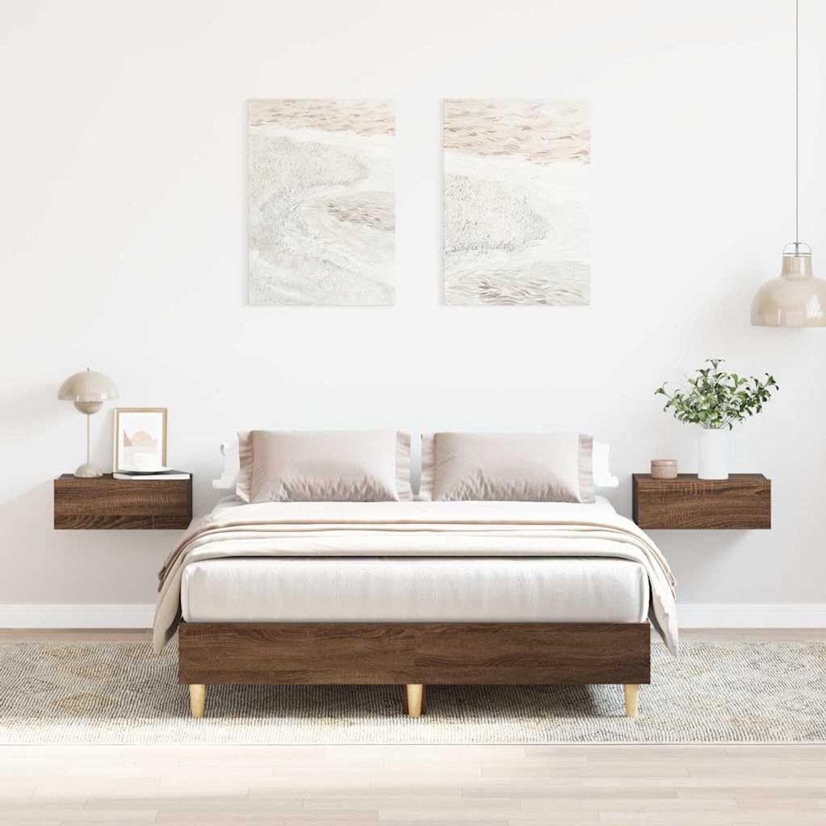 Houten lattenbodem bedframe eikenkleur slaapkamer 120x200 cm bruin