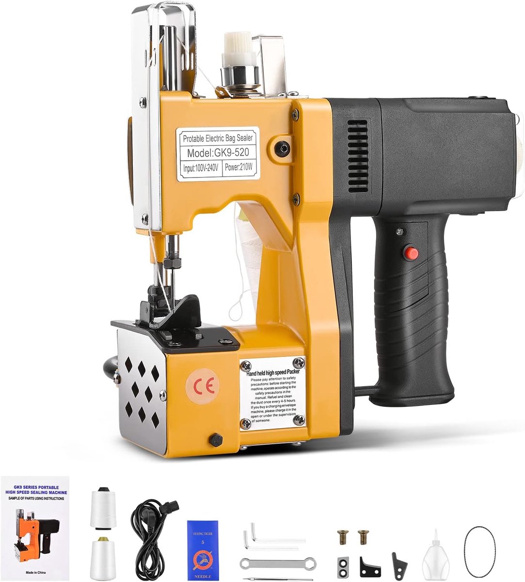 Naaimachine van 220 V voor zakken, 2 seconden/tas, voor stoffen/rijst/papieren/plastic zakken