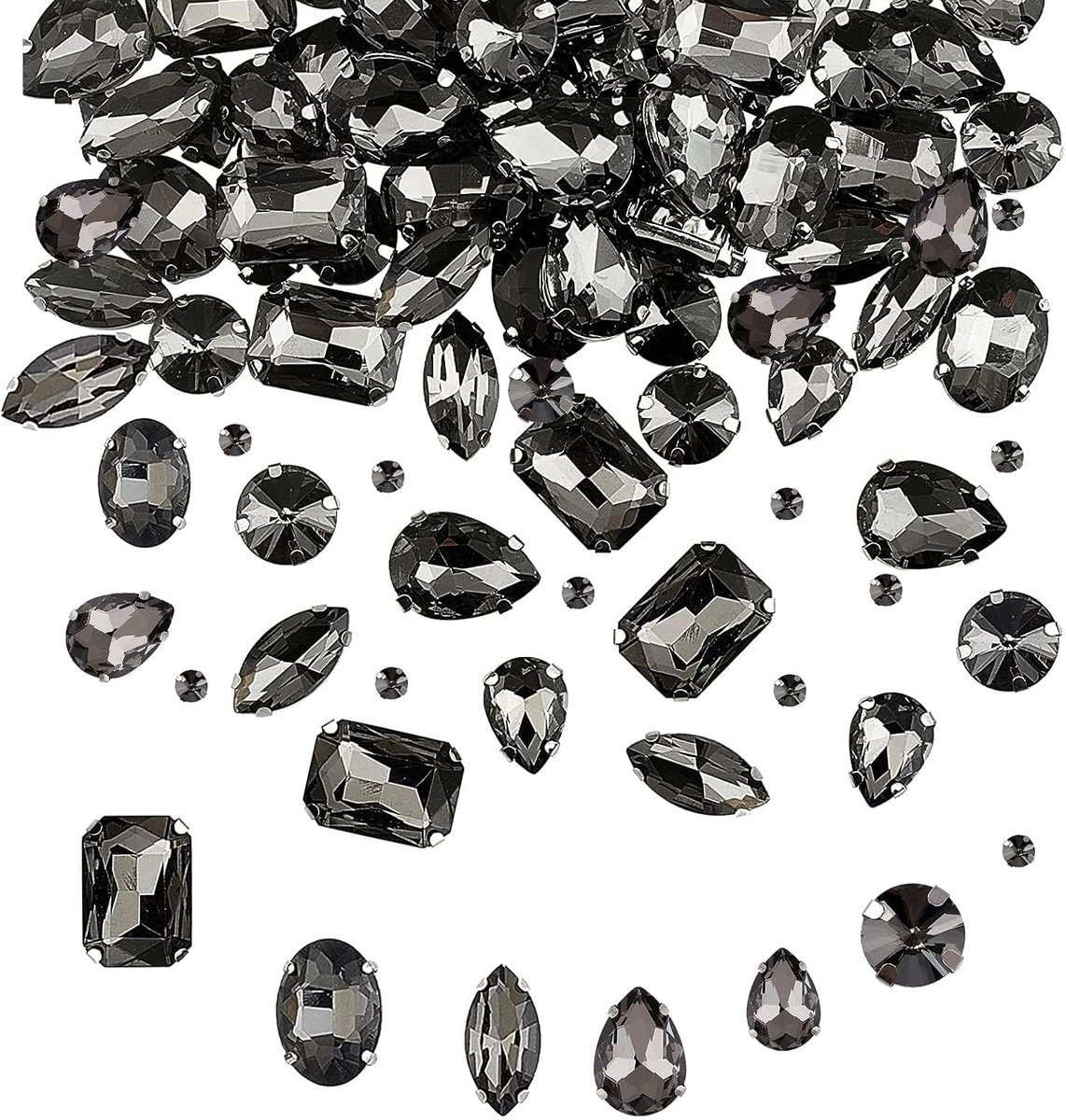 186 stuks strass-steentjes om op te naaien, sierstenen, glazen kristallen, strasssteentjes, kleding, decoratieve diamanten, handgenaaide diamantaccessoires voor doe-het-zelf kleding, bruidsschoenen