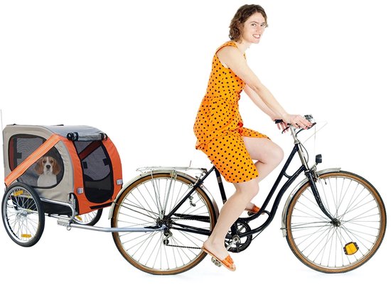 Duvo+ Fietskar Pet trailer 80x56,5x63cm Grijs Oranje van Duvo+ — afbeelding 4