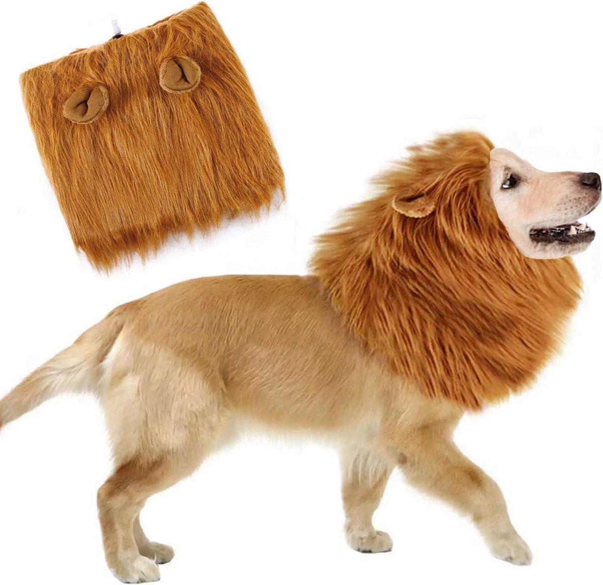 Leeuwenpruik voor honden. Halloween- en carnavalskostuum voor honden. Kostuums voor middelgrote of grote honden. Huisdierkostuum. Laat je trouwe vriend de show stelen tijdens het carnaval.