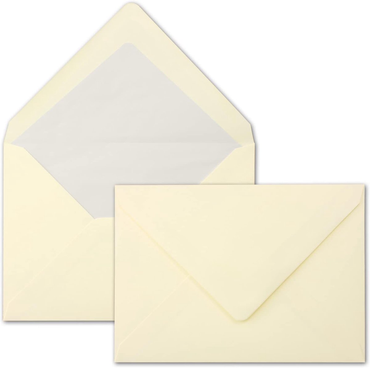 100 Enveloppen Creme - DIN C5 - gevoerd - 90 g/m² - 16,2 x 22,9 cm - natte plakrand met puntige klep - hoogwaardige enveloppen - van Gustav Neuser
