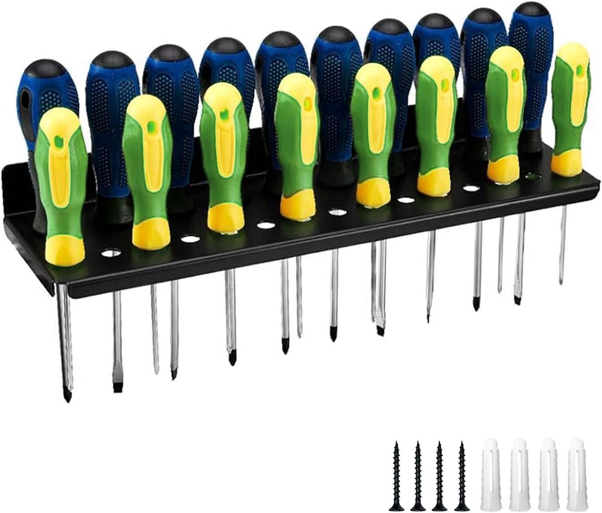 Gereedschapsbord - Zwart - 35 x 9,5 x 3,5 cm - Koolstofstaal Schroevendraaierhouder - Voor Garage en Werkplaats
