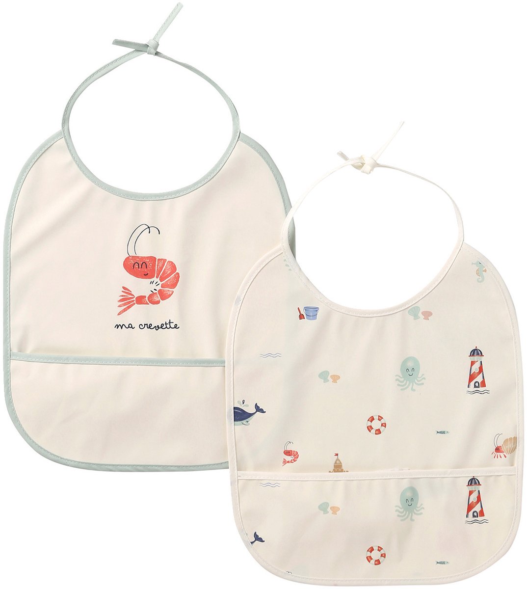 Vertbaudet Set van 2 geplastificeerde babyslabbetjes