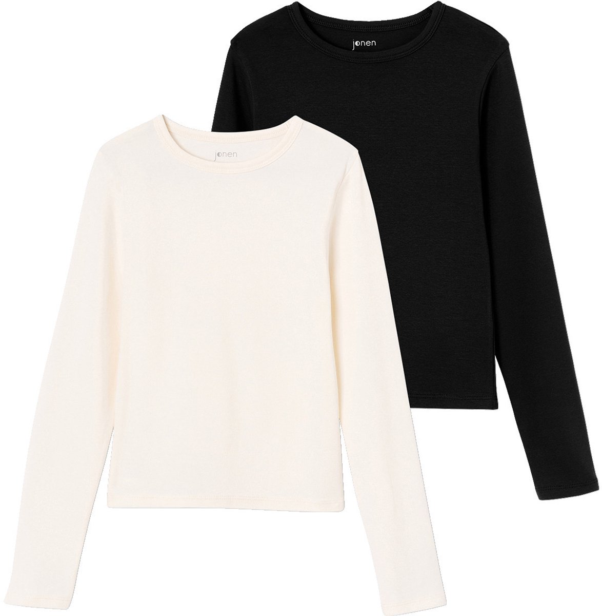 Jonen Set van 2 cropped shirts met lange mouwen