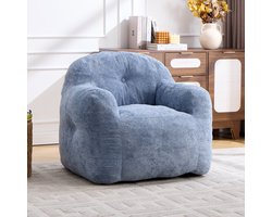 DESMIU Zitzakfauteuil 49 x 45 x 33 cm - Ergonomische Rugleuning en Armleuningen - Versnipperde Schuimvulling - in Woonkamer en Leeshoek - Kunstbont Blauw