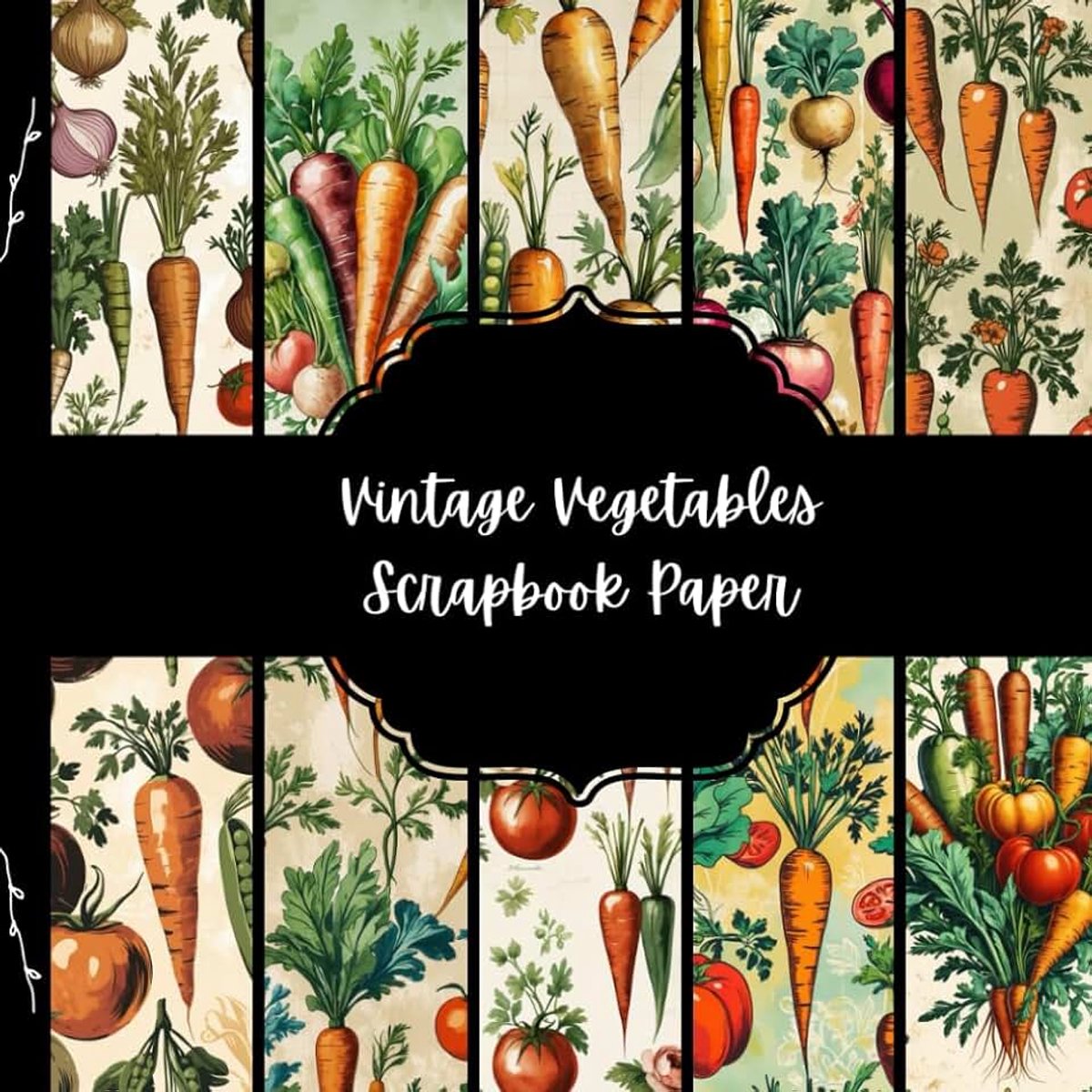 Paper, Veggie Junk Journal Paper, Retro Kitchen Decorative Paper, DIY Projetcs, Origami, Collage Sheets, Decoupage Paper, 10 Designs, Double Sided