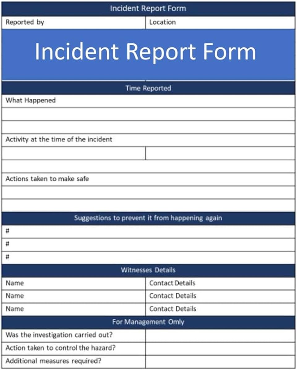 Report Form: Accident & Incident Record Book | Health & Safety Report Book for Business, School, Restaurant, Offices or Workplace Employee