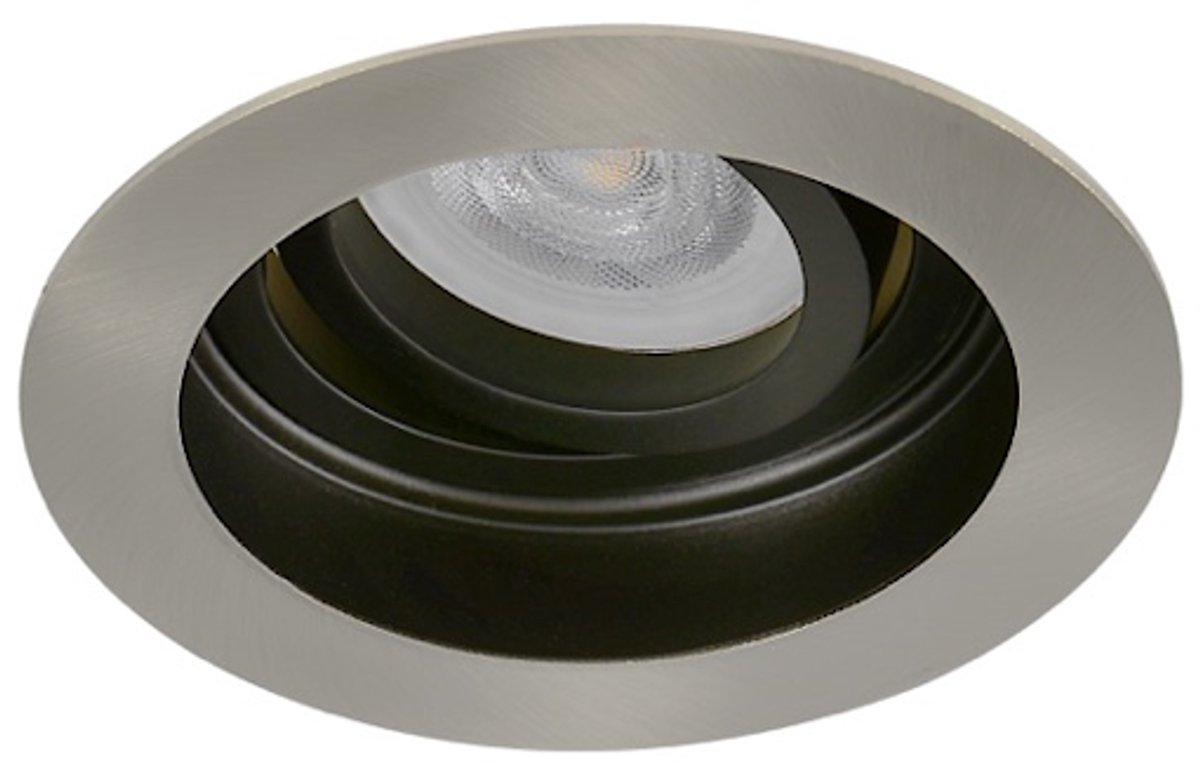Platte LED spot Ulrich rond verdiept nikkel - natuurlijk wit - dimbaar