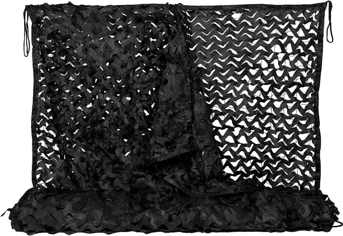 Camouflagenet, 4 x 6 m, geschikt voor de jacht, outdoor- en campinggebruik, als decoratie, zonnewering, zwart