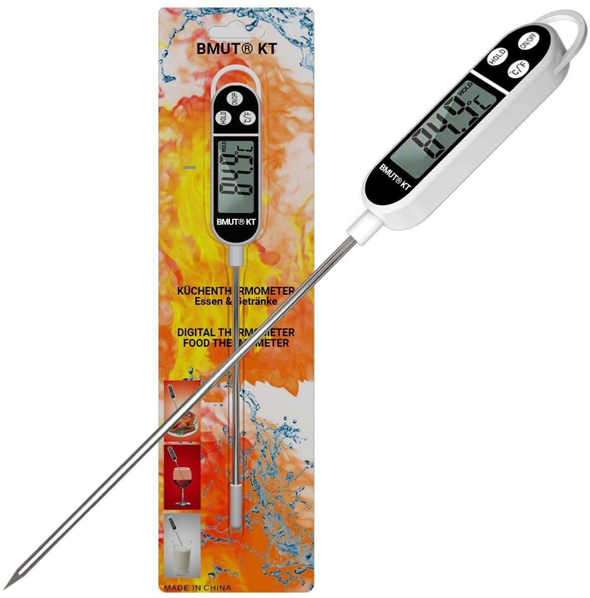 Douche thermometer - digitaal - roestvrij staal - keukenthermometer voor eten en dranken