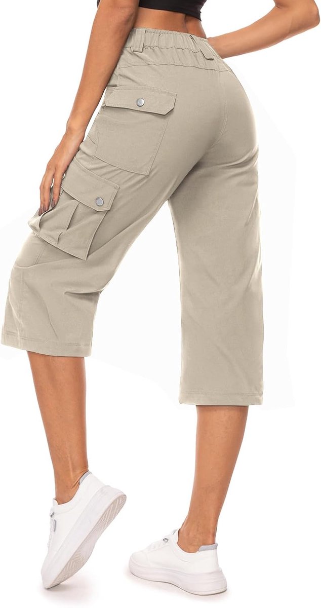 3/4 cargobroek voor dames, capribroek, wandelbroek, waterdicht, trekkingbroek, ademend, cargobroek, zomerbroek, stretch, outdoor, sport, reisbroek met 6 zakken