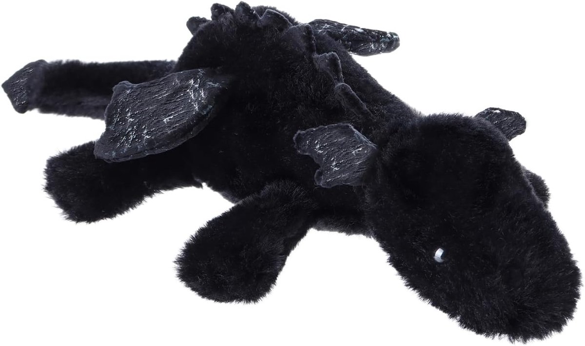 Lamb liggende draak pluche dieren voor kinderen, groot zacht schattig knuffeldier voor baby's, meisjes en jongens, pluizige liggende draak, zwart, 50 cm