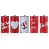 PartyDeco trouwauto blikjes Retro - Bruiloft - rood - set 5x stuks - 14 x 7 cm