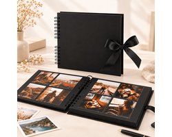 YYchan Fotoalbum Plakalbum 80 Pagina's - DIY Scrapbook Album / Plakboek - 40 Vellen Fotoboek voor Creatieve Herinneringen - Baby Album & Gastenboek Bruiloft - Voor Reizen, Verjaardag, Vakantie en Familie-Zwart