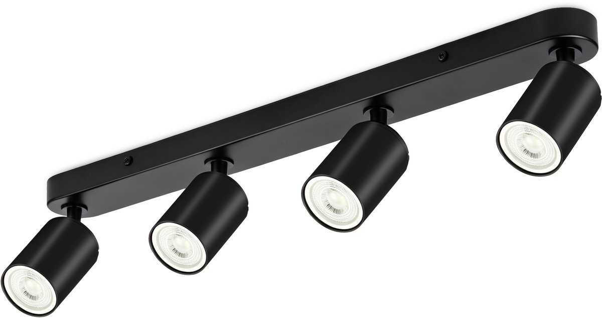Oraymin Opbouwspot 4-Lichts - Zwarte Plafondspot - GU10 Fitting - 350° Draaibaar en 90° Kantelbaar - Zonder Lichtbron