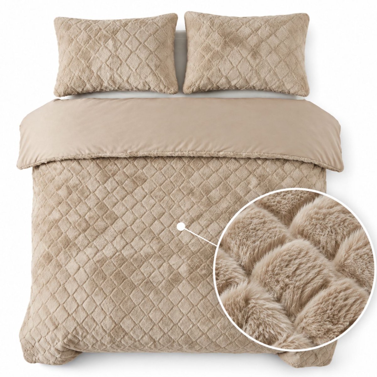 Droomtextiel Syon Teddy Dekbedovertrek Taupe - 240x200/220 cm - Ultiem Zacht
