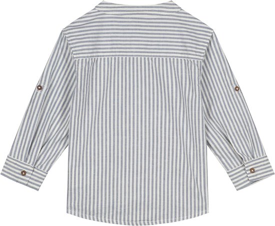 Prénatal Blouse - Kinderkleding Jongens - Blouse Jongens - 80% katoen - 20% linnen - Dark Milky Blue - Maat 110