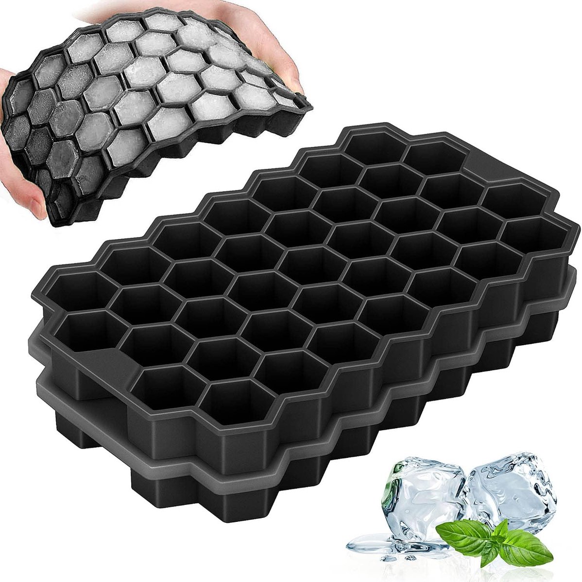 Diepvriesvorm - Set van 2 - 2,2 x 1,2 x 1,2 cm - Siliconen - Vaatwasserbestendig - BPA-vrij - Zwart