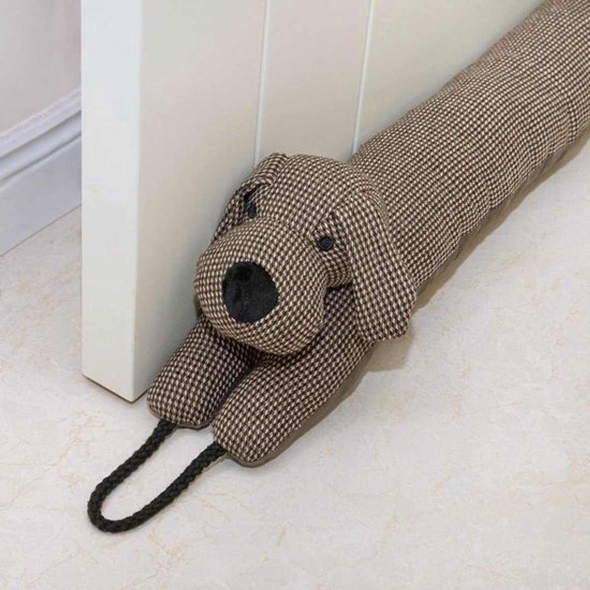 Decoratieve Windstopper 81cm voor Deur & Raam - Tochtstopper Geluidsblokker voor Onderkant Deur - Bruine Hond 32"