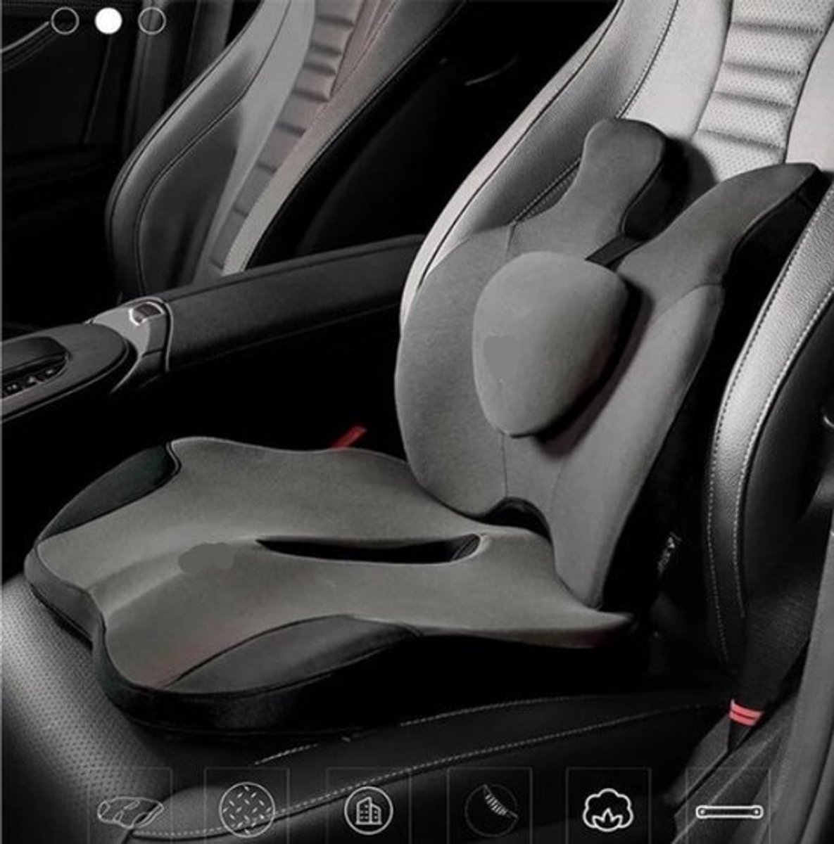 Orthopedisch Traagschuim Zitkussen en Rugsteun Set - Ergonomisch Stuitbeen en Lumbale Pad voor Kantoorstoel, Auto en Thuisgebruik