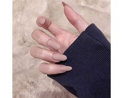 Nude Matte Press on Nails - Valse Nagels Korte Shiny Ballerina - Volledige Dekking Acryl Nagels Franse Clip-on Nagels Tips voor Vrouwen en Meisjes - 24 Stuks - Nagelaccessoires - Mode Nagels