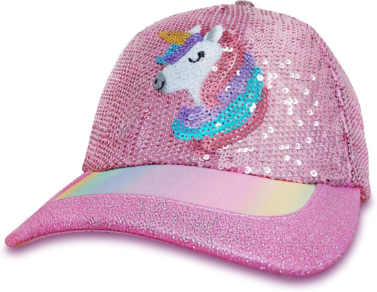 Honkbalpet voor meisjes, sprankelende coole zonnehoed, schattig cartoonontwerp, paarse pet voor kinderen, verstelbare snapback-pet voor buiten, reizen, wandelen