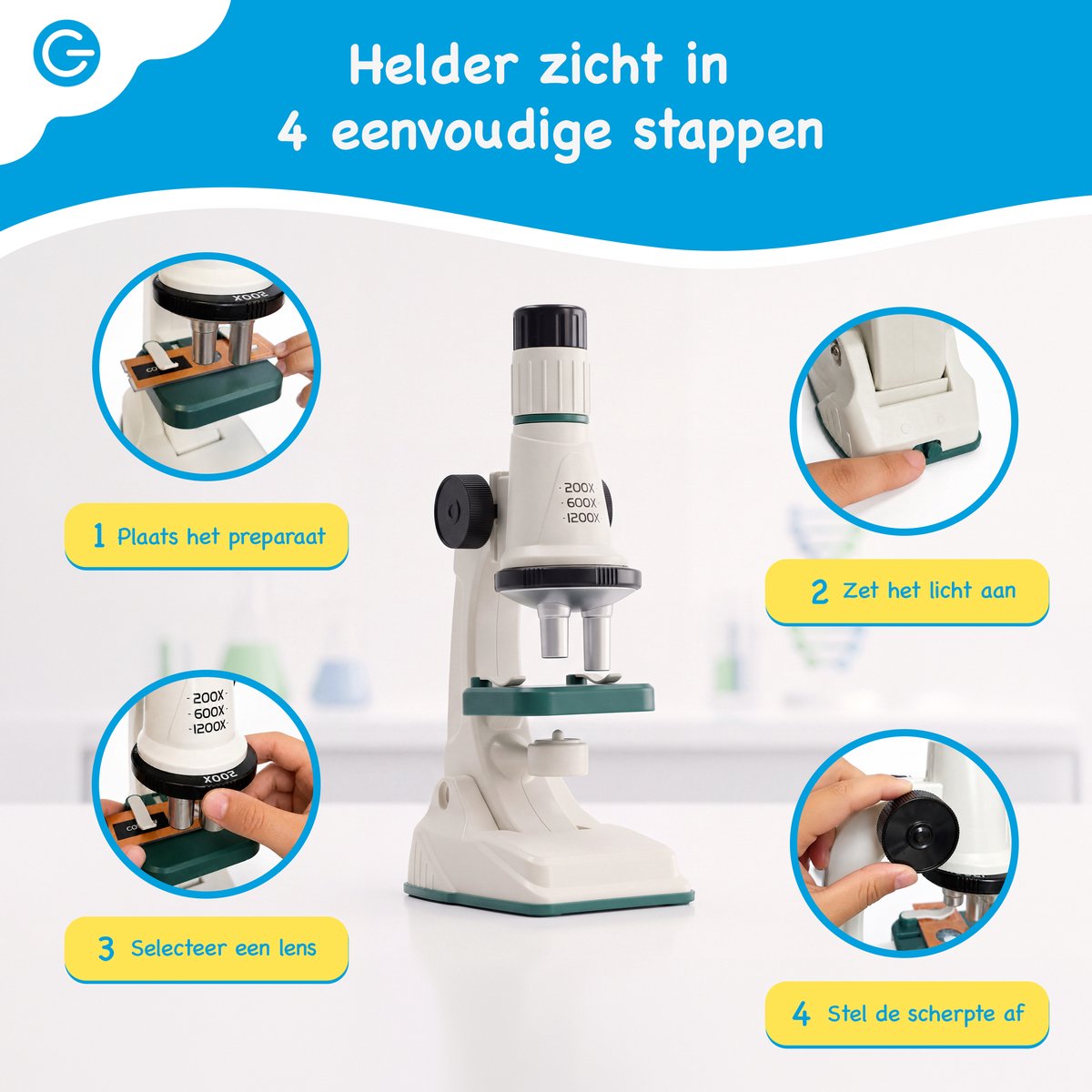 Silvergear® Microscoop voor Kinderen Set 3 in 1 - Tafelmicroscoop, Draagbare Microscoop & Verrekijker incl. Accessoires - Educatief STEM Speelgoed - Cadeau Jongens en Meisjes - 6, 7, 8, 9, 10, 11, 12, 13, 14, 15, 16+ Jaar - Wit — afbeelding 5