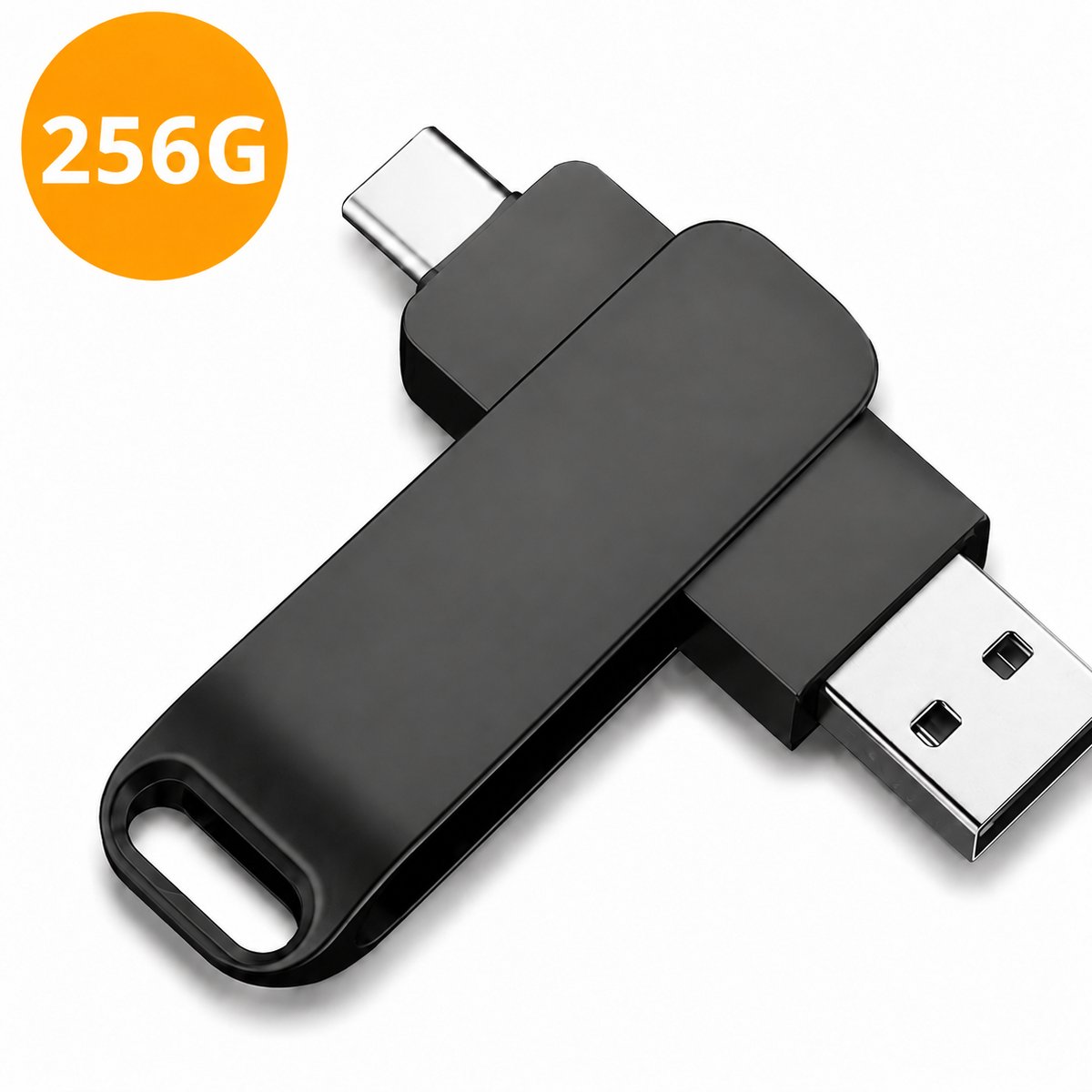 USB Stick 256 GB - USB C en USB A - USB 3.0 - Geschikt voor alle Laptops / Smartphones / Tablets - Plug & Play - Zwart