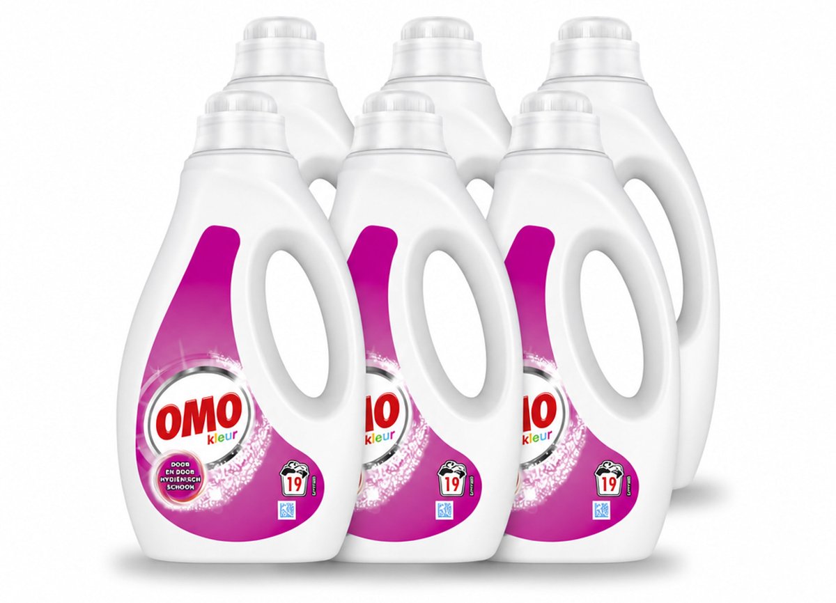 6 x OMO – Vloeibaar Wasmiddel – Kleur – 19 Wasbeurten – 950 ml - Voordeelverpakking - 6 stuks