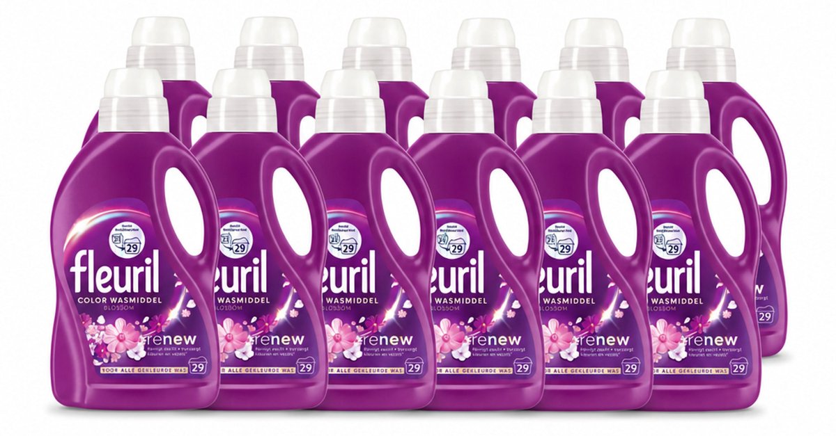 12 x Fleuril – Wasmiddel - Color Blossom – 29 wasbeurten – 1,305 L - Voordeelverpakking - 12 stuks