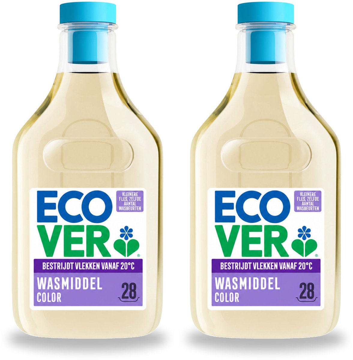 2 x Ecover - Vloeibaar wasmiddel - Color - Appelbloesem & Freesia - 1 liter - 28 wasbeurten - Bulkverpakking - 2 stuks