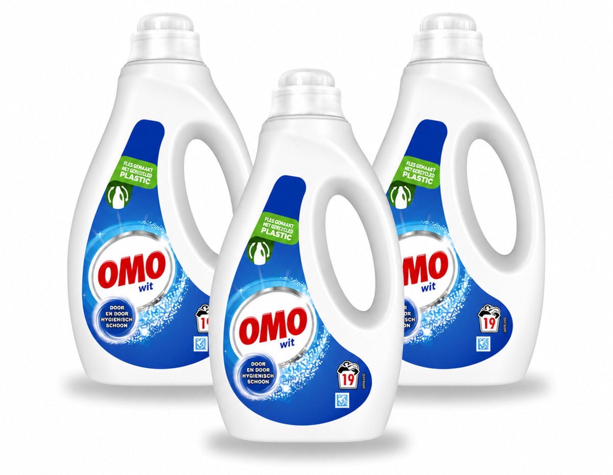 3 x OMO – Vloeibaar Wasmiddel – Wit – 19 Wasbeurten – 950 ml - Bulkverpakking - 3 stuks