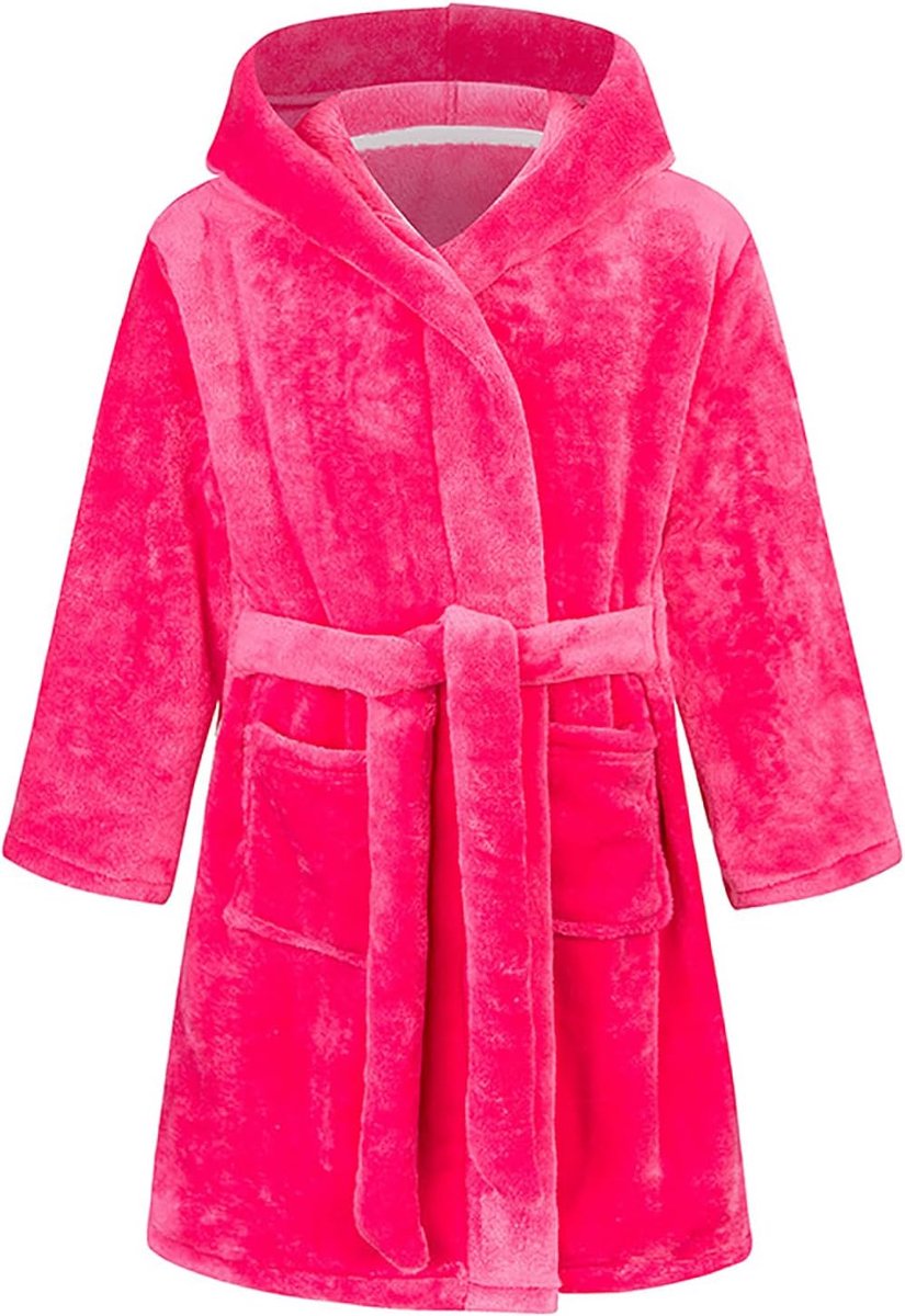 Badjas voor meisjes voor kinderen, effen kleur, badjassen, flanellen fleece badjas met capuchon voor jongens