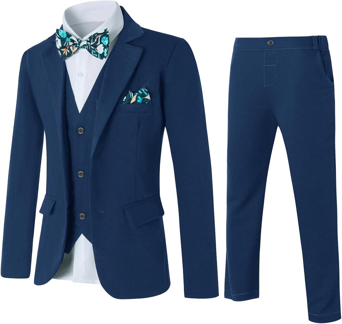 5-delig klassiek slim fit bruiloftspak set gentleman smoking jas + vest + blouses + vlinderdas + broek outfit kinderverjaardagsfeest doopkleding