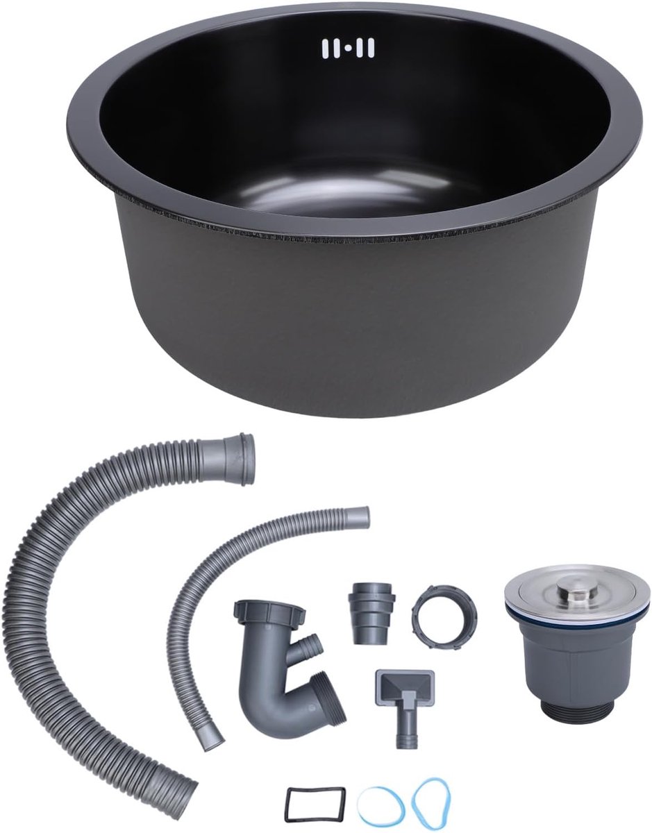 Enkele Kom Bar Spoelbak Voor Groente Fruit Wassen Afwassen 42Cm (Nano-zwart)