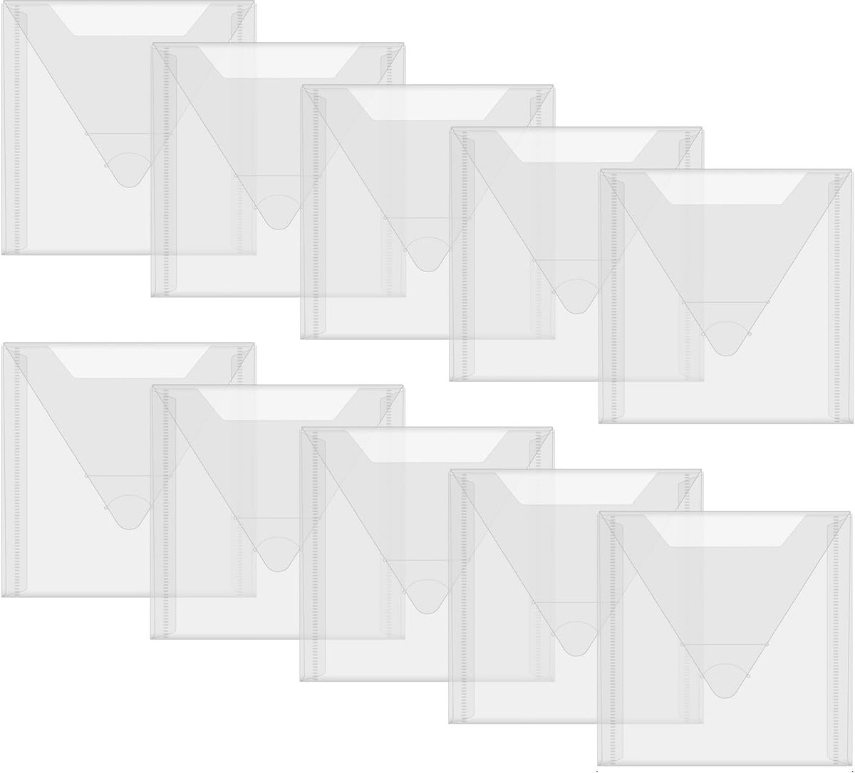 20 stuks 4,7 x 4,7 inch vierkante opbergtas, hersluitbare plastic enveloppen, zakken voor het snijden van stanssjablonen, stencil, ambachten, organisatorhouder, doorzichtige opbergenveloppen