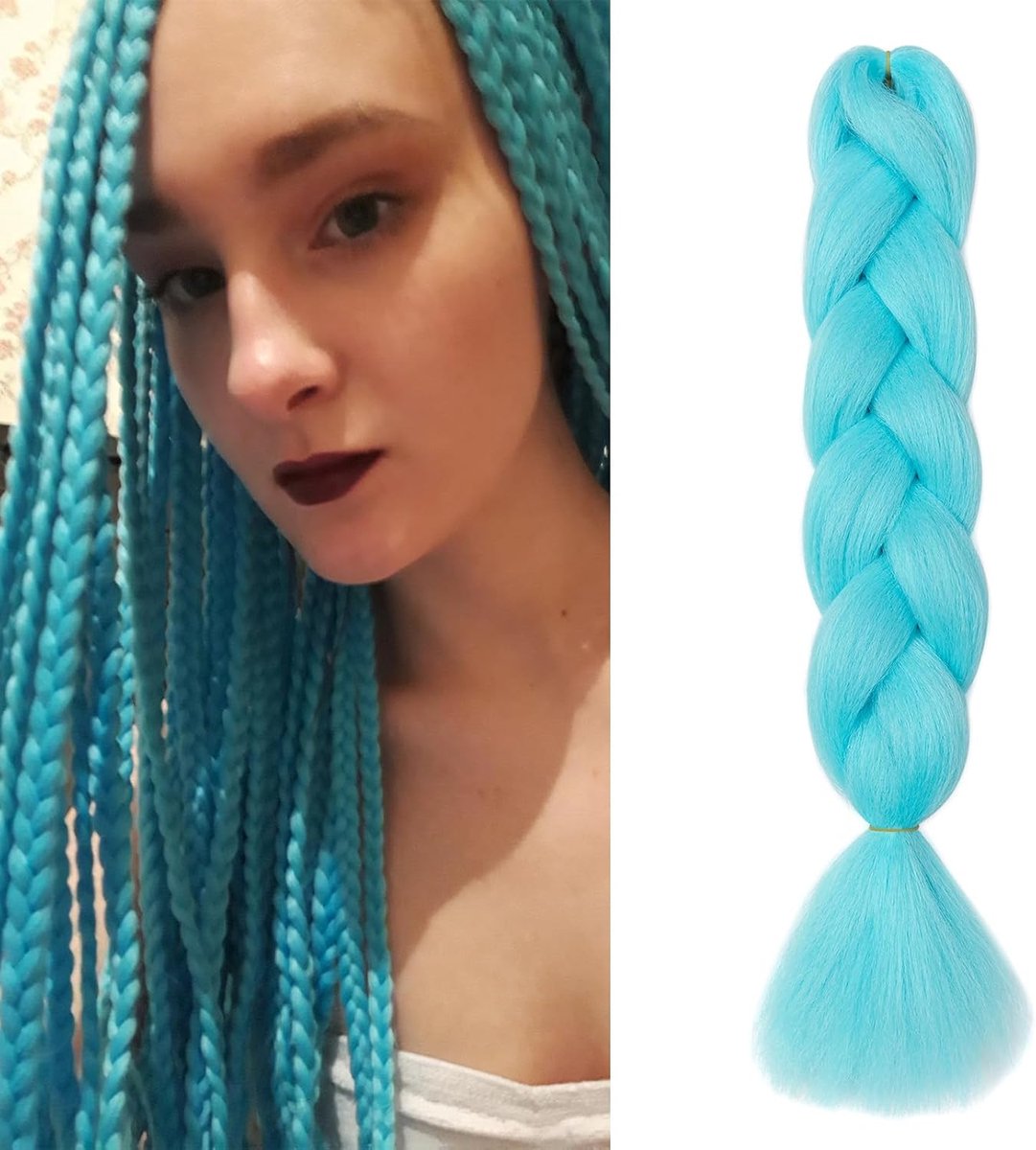 Synthetisch Haar voor Vlechten 1 Stuk Ombre Braids Extensions Kanekalon Braiding Haaruitbreiding Vlecht Afro Crochet Box Braids Haarvlechten 100g, Hemelsblauw