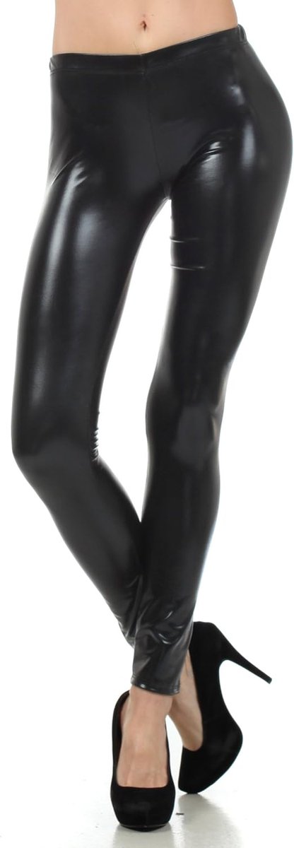 Vloeibare wet look glanzend metallic stretch legging