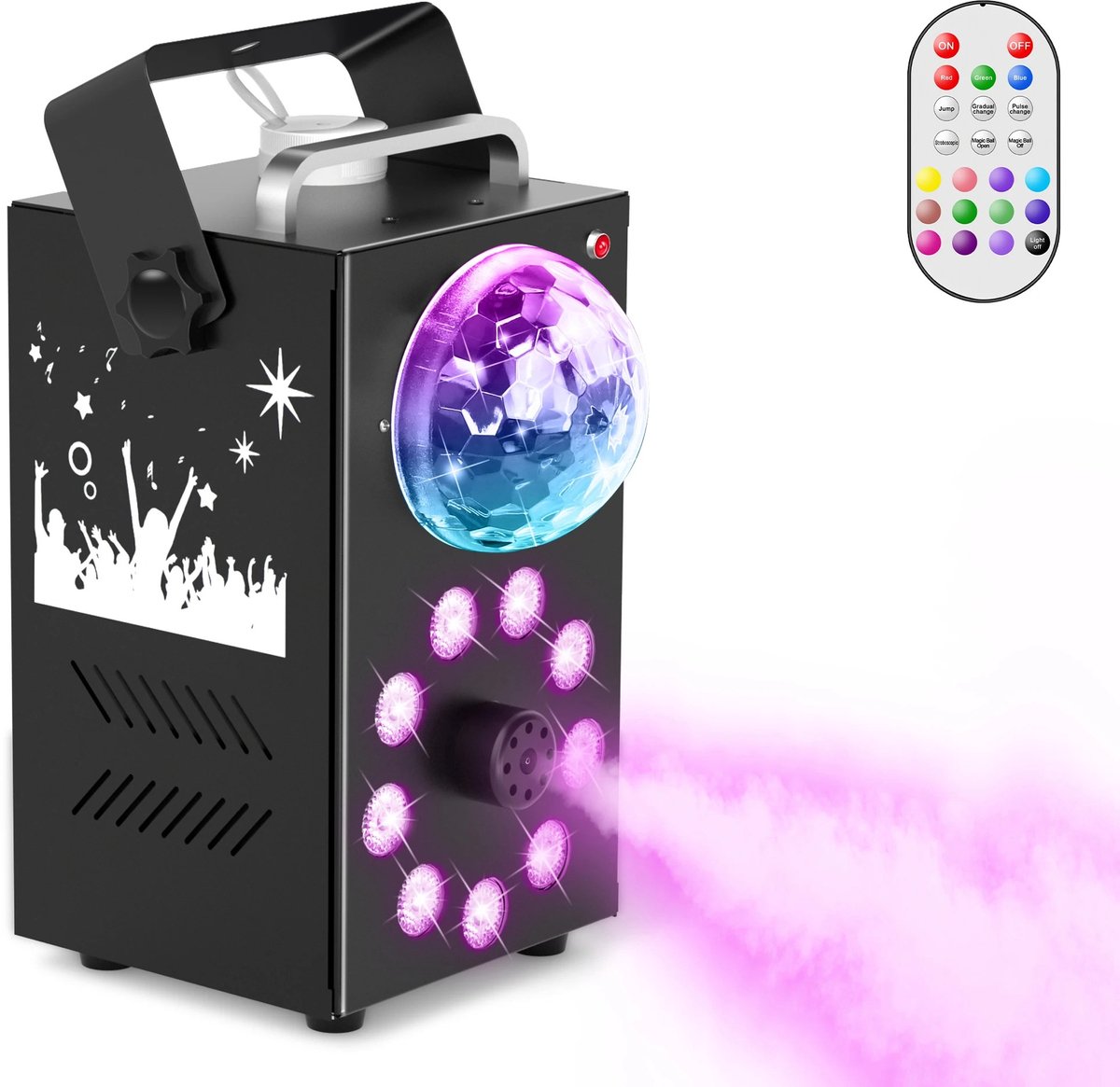 Archi 700W Rookmachine met 9 RGB LED’s – Party Lights - Magic Ball Effect – Afstandsbediening – Automatische Rookfunctie – Party & DJ